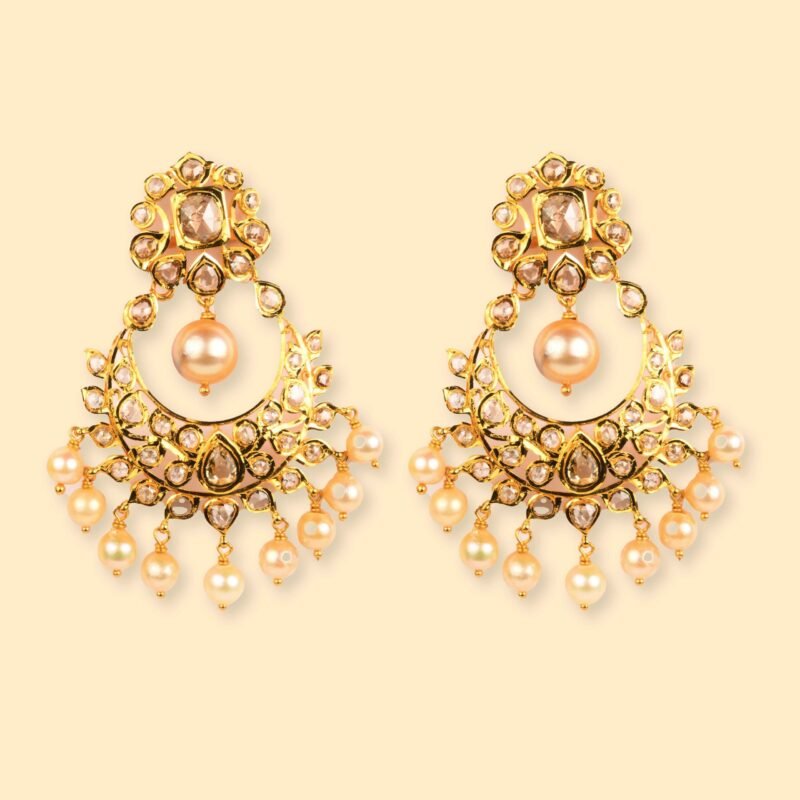 Pearl Majesty Chandbali Gold Earrings
