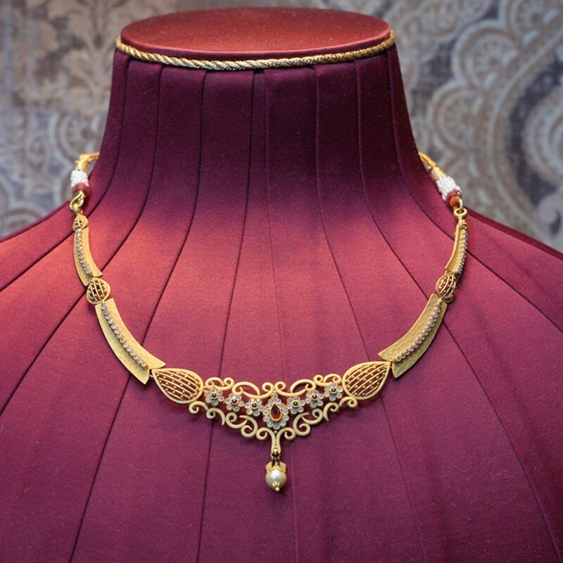 Elegant Pearl Drop Designer Gold Necklace Jewellery