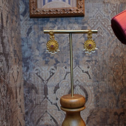 Traditional Pearl Dangling Gold Jhumkas