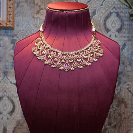 Royal Pink Stone Pearl Necklace
