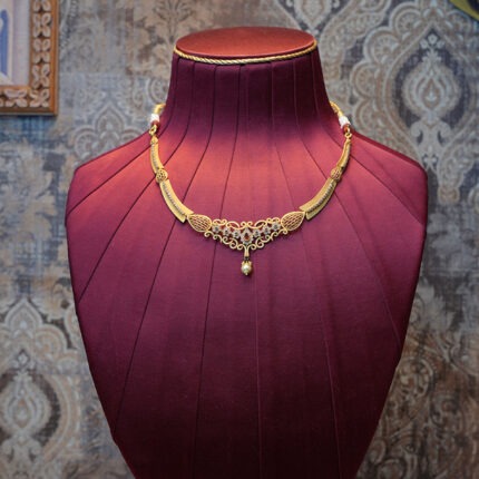Elegant Pearl Drop Designer Gold Necklace
