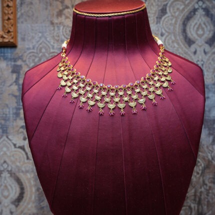 Antique Ruby Dangling Gold Necklace