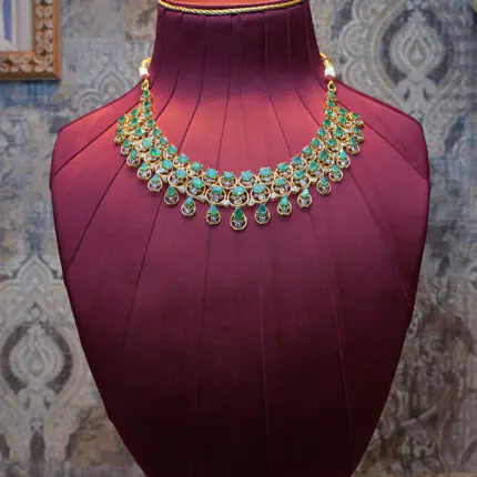 Emerald Layered Bridal Gold Necklace