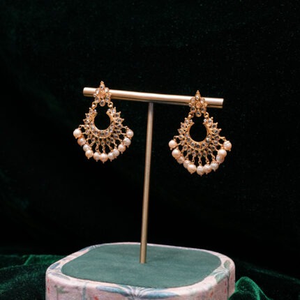 Pearl Crescent Diamond Earrings