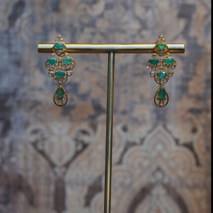 Emerald Stone Designer Gold Earrings